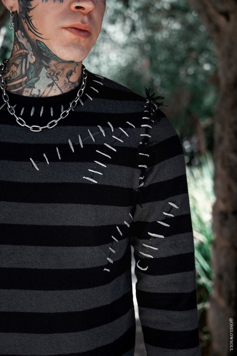 画像2: Autopsy Stitch Striped Sweater / 薄手ニット【VampireFreaks】 (2)