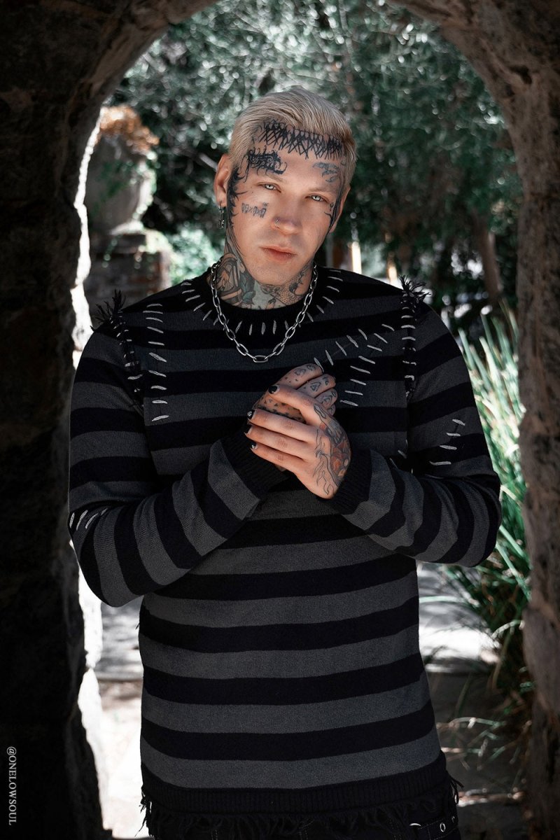 画像13: Autopsy Stitch Striped Sweater / 薄手ニット【VampireFreaks】 (13)