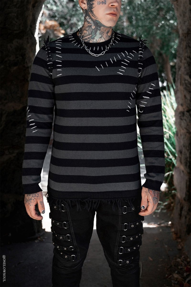 画像1: Autopsy Stitch Striped Sweater / 薄手ニット【VampireFreaks】 (1)