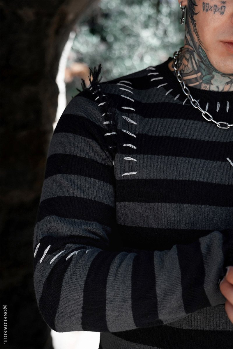 画像11: Autopsy Stitch Striped Sweater / 薄手ニット【VampireFreaks】 (11)
