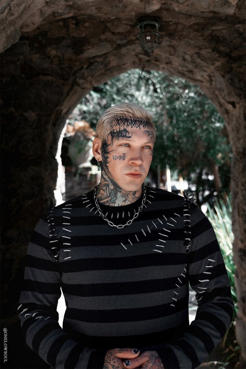 画像14: Autopsy Stitch Striped Sweater / 薄手ニット【VampireFreaks】 (14)