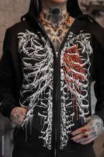 画像1: Bleeding Heart Skeleton Hoodie / 流血ハートスケルトン / ZIP パーカー【VampireFreaks】 (1)