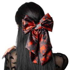 画像1: Blood Splatter Cleaver Satin Hair Bow / Black / ヘアクリップ【KREEPSVILLE 666】 (1)