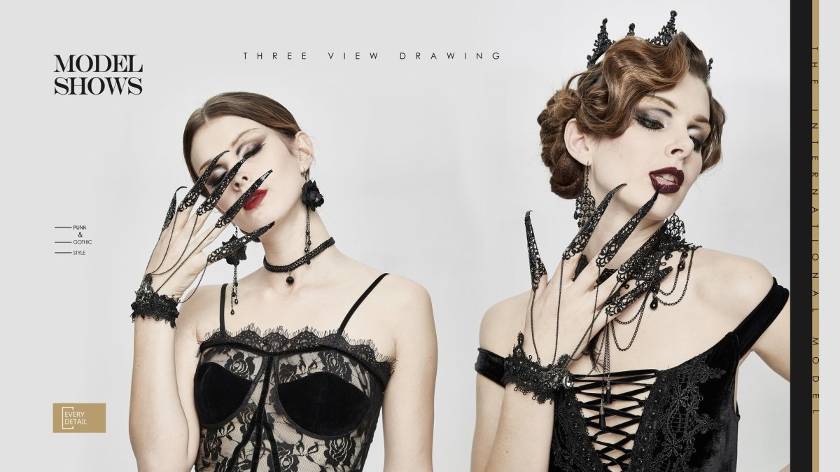 画像6: Gothic decoration fingerstall / フィンガーカバー付きブレスレット【Devil Fashion】 (6)