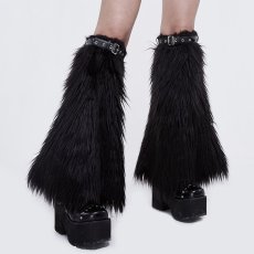 画像1: Leather loop fur punk leg warmer / レッグウォーマー【Devil Fashion】 (1)