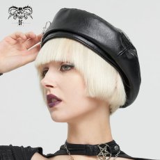画像3: Pin Skull Faux Leather Beret / ベレー帽【Devil Fashion】 (3)