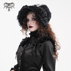 画像5: Gothic black Lolita lace half hat / ボンネット【Devil Fashion】 (5)
