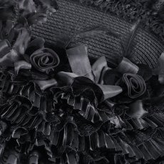 画像13: Gothic black Lolita lace half hat / ボンネット【Devil Fashion】 (13)