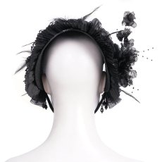 画像11: Gothic black Lolita lace half hat / ボンネット【Devil Fashion】 (11)