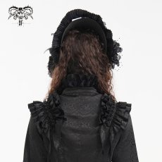 画像7: Gothic black Lolita lace half hat / ボンネット【Devil Fashion】 (7)