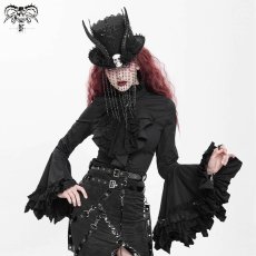 画像1: Women gothic big flared sleeves lace up blouse / ブラウス【Devil Fashion】 (1)