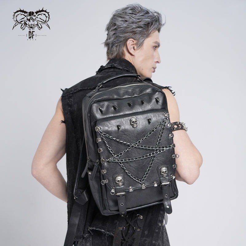 Punk inverted leather backpack / 高機能バックパック【Devil Fashion