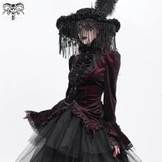 画像4: Wine Glossy Velvet Swallowtail / ブラウス【Devil Fashion】 (4)