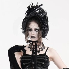 画像2: Black Gothic Headband / ボンネット【Devil Fashion】 (2)