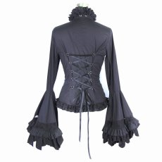 画像12: Women gothic big flared sleeves lace up blouse / ブラウス【Devil Fashion】 (12)