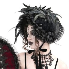 画像1: Black Gothic Headband / ボンネット【Devil Fashion】 (1)