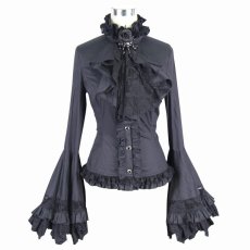 画像10: Women gothic big flared sleeves lace up blouse / ブラウス【Devil Fashion】 (10)