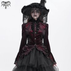 画像2: Wine Glossy Velvet Swallowtail / ブラウス【Devil Fashion】 (2)