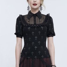画像1: Black Cross pattern / ブラウス【Devil Fashion】 (1)