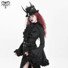 画像4: Women gothic big flared sleeves lace up blouse / ブラウス【Devil Fashion】 (4)