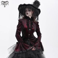 画像1: Wine Glossy Velvet Swallowtail / ブラウス【Devil Fashion】 (1)