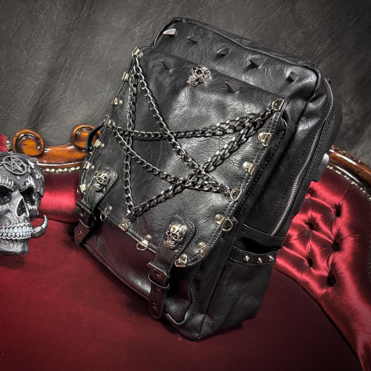 画像15: Punk inverted leather backpack / 高機能バックパック【Devil Fashion】 (15)