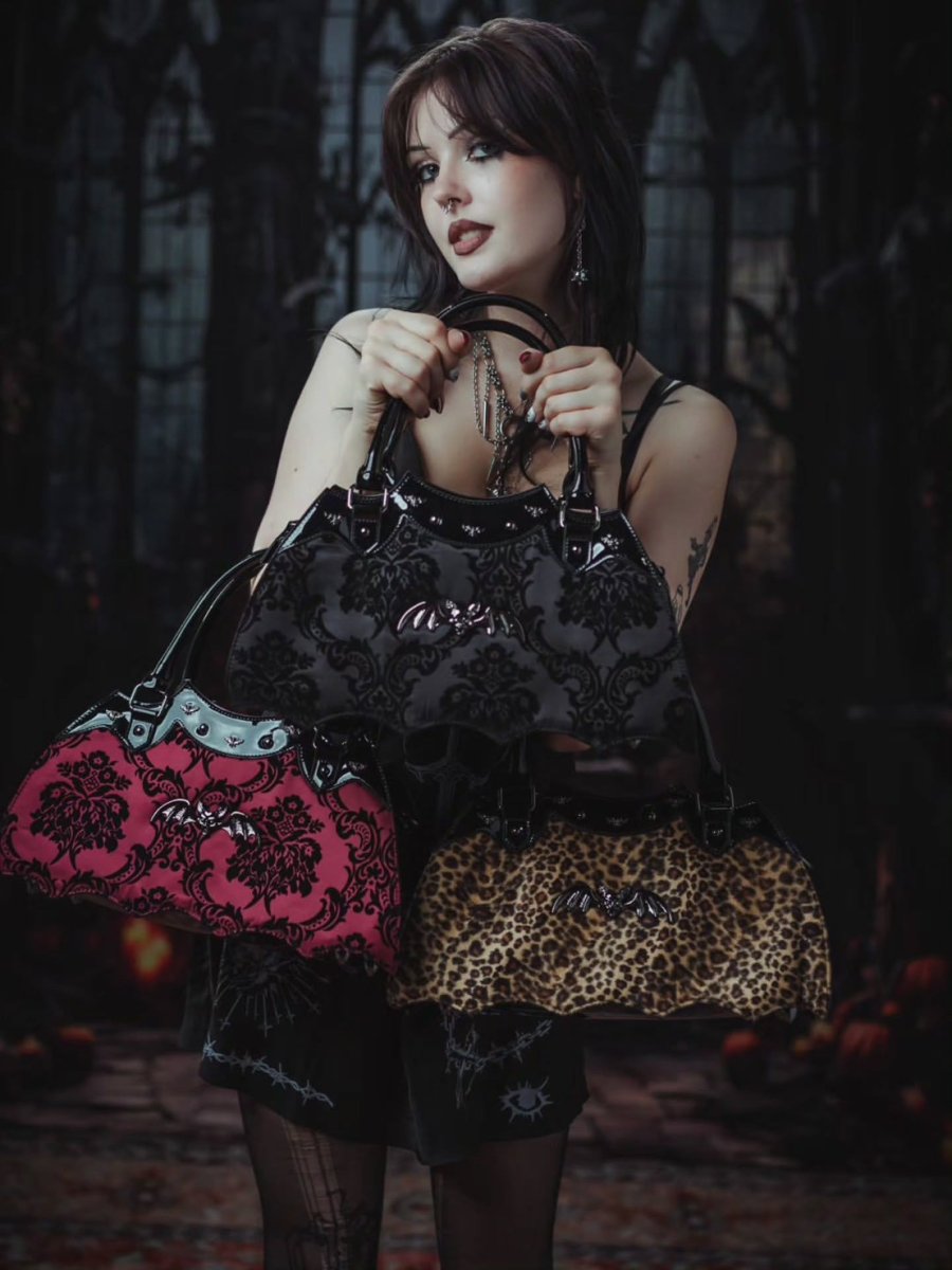 画像8: Damask Bat Handbag / Red / ハンドバッグ【Rock Rebel】 (8)