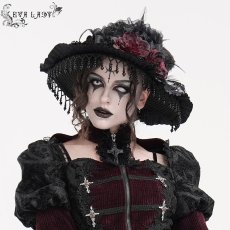 画像1: Gothic slit bowtie straw hat / ハット【Devil Fashion】 (1)