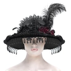 画像7: Gothic slit bowtie straw hat / ハット【Devil Fashion】 (7)