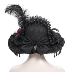 画像9: Gothic slit bowtie straw hat / ハット【Devil Fashion】 (9)