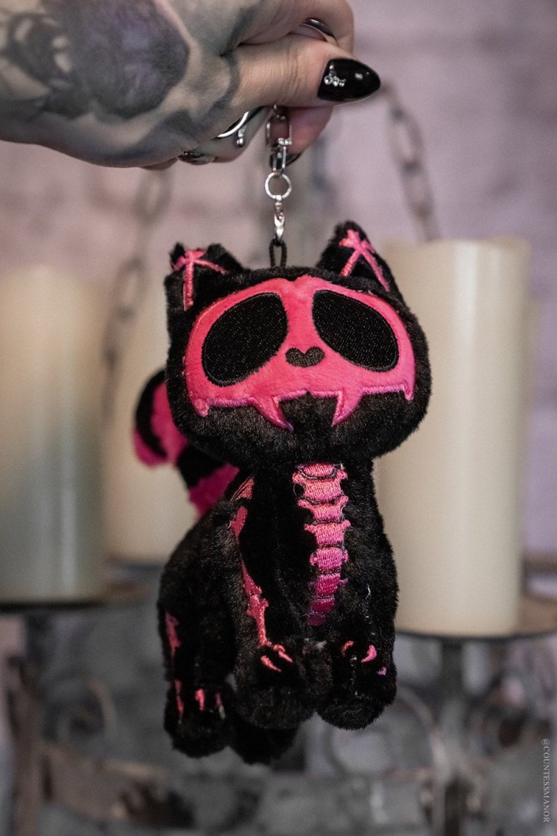 画像1: Bubblegum Skelekitty Plush Keychain / ぬいぐるみキーホルダー【VampireFreaks】 (1)