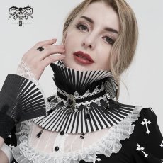 画像1: Gothic pleated black and white turtleneck collar / ネックカバー【Devil Fashion】 (1)