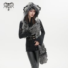 画像3: Long Hair Cat Ears Punk Hooded Scarf / フード付きマフラー【Devil Fashion】 (3)
