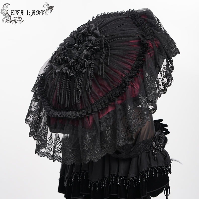 Gothic black and red lace small umbrella / レースパラソル / 傘