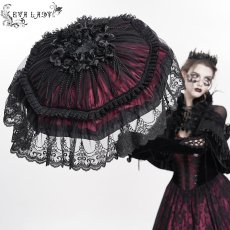 画像2: Gothic black and red lace small umbrella / レースパラソル / 傘【Devil Fashion】 (2)