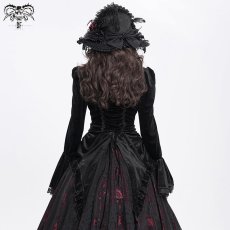画像7: Black Glossy Velvet Swallowtail Shirts / ブラウス【Devil Fashion】 (7)