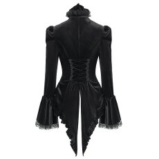 画像10: Black Glossy Velvet Swallowtail Shirts / ブラウス【Devil Fashion】 (10)