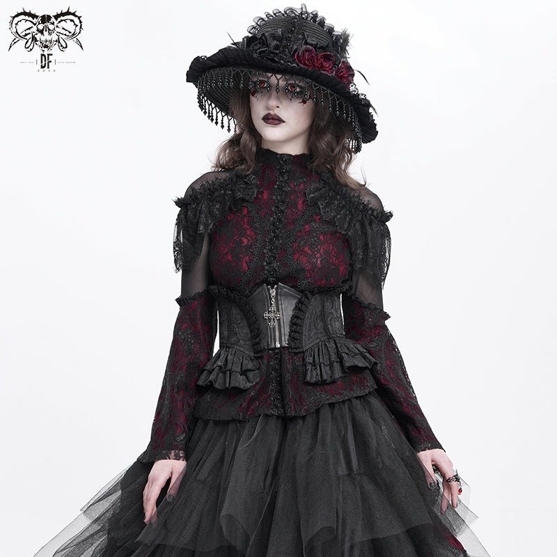 Gothic rose zipper jacquard corset / コルセットベルト【Devil