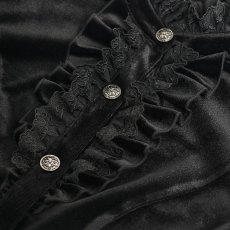 画像11: Black Glossy Velvet Swallowtail Shirts / ブラウス【Devil Fashion】 (11)