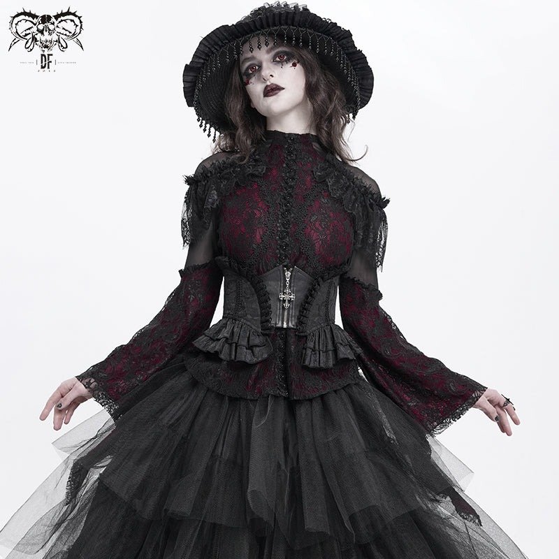 Gothic rose zipper jacquard corset / コルセットベルト【Devil
