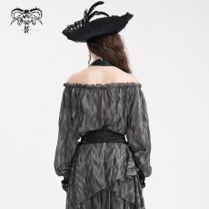 画像6: Halter neck off shoulder long sleeve loose T-shirt / ブラウス【Devil Fashion】 (6)