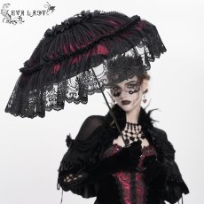 画像4: Gothic black and red lace small umbrella / レースパラソル / 傘【Devil Fashion】 (4)