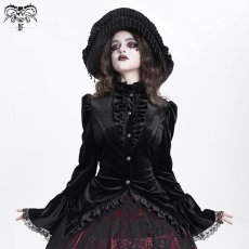 画像2: Black Glossy Velvet Swallowtail Shirts / ブラウス【Devil Fashion】 (2)