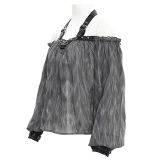 画像8: Halter neck off shoulder long sleeve loose T-shirt / ブラウス【Devil Fashion】 (8)