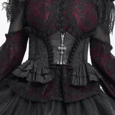 画像1: Gothic rose zipper jacquard corset / コルセットベルト【Devil Fashion】 (1)