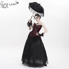 画像3: Gothic tassel bead chain wooden handle small umbrella / レースパラソル / 傘【Devil Fashion】 (3)