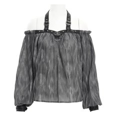 画像7: Halter neck off shoulder long sleeve loose T-shirt / ブラウス【Devil Fashion】 (7)