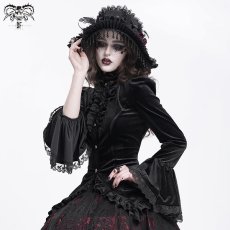 画像5: Black Glossy Velvet Swallowtail Shirts / ブラウス【Devil Fashion】 (5)