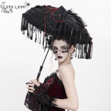 画像5: Gothic tassel bead chain wooden handle small umbrella / レースパラソル / 傘【Devil Fashion】 (5)