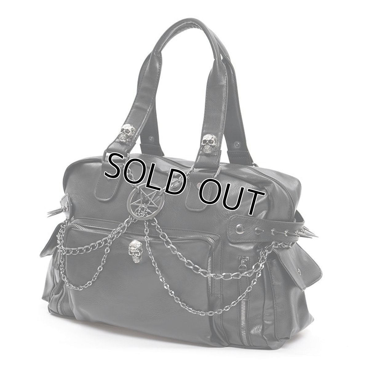 画像1: Punk Ghost head spikes leather bag / ハンドバッグ【Devil Fashion】 (1)